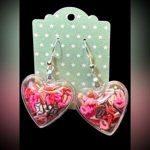 Heart Puff Shaker Dangle Earrings Envelopes And Hearts Valentine’sNew